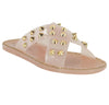 JOANNA-08 STUDDED CRISS CROSS SLIDE SANDALS