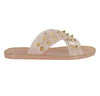 JOANNA-08 STUDDED CRISS CROSS SLIDE SANDALS