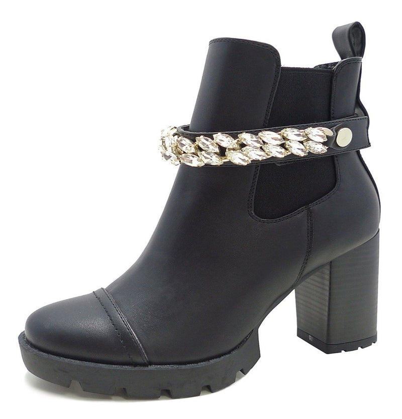 GOSSIP-01 CHUNKY HEEL LUG SOLE BOOTIES