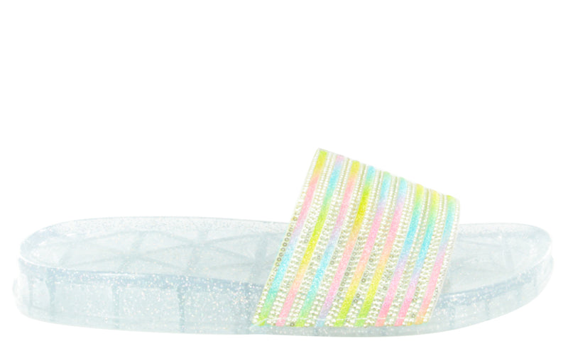 SAL-06 RAINBOW RHINESTON SLIP ON SANDALS
