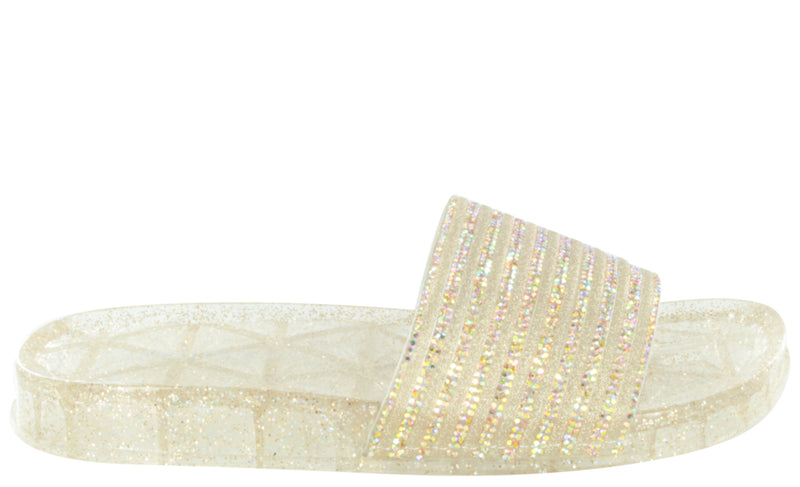 SAL-06 RAINBOW RHINESTON SLIP ON SANDALS