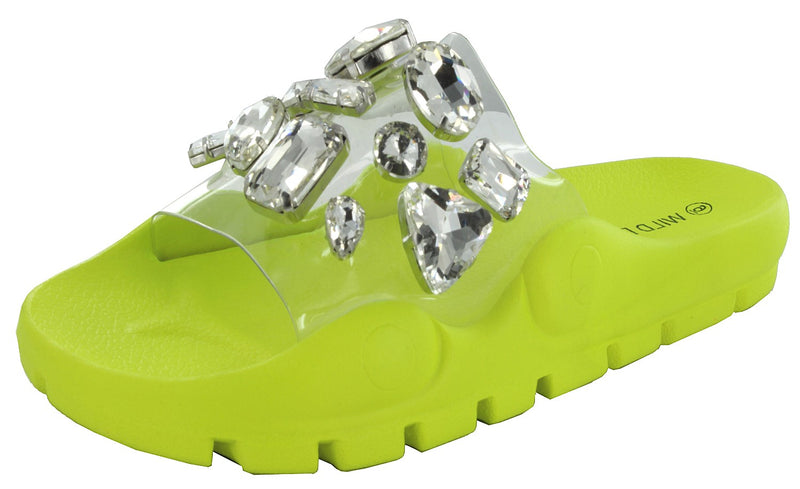 YORK-07 CLEAR RHINESTONE SLIDE SANDALS